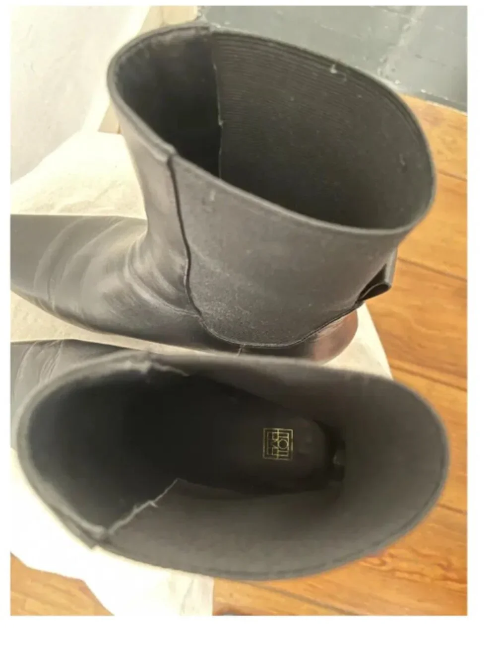TOTEME The Mid Heel leather Chelsea boots Black Workwear Classic Size 7